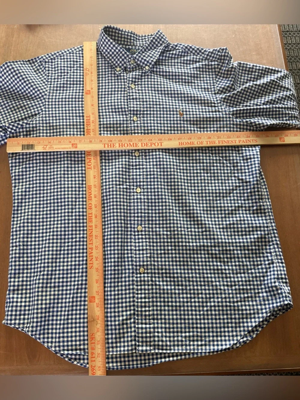 Polo Ralph Lauren Classic Fit Gingham Button Down Shirt XL Blue White Cotton
